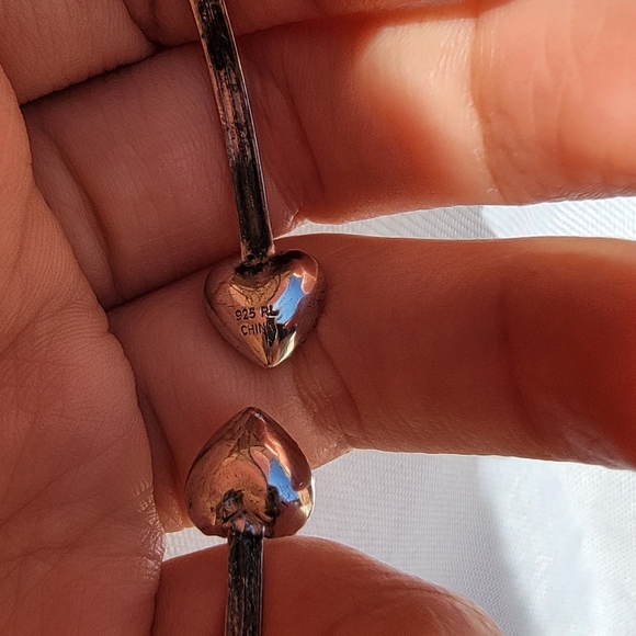 Open Hearts Bangle Bracelet 925 - Picture 3 of 3